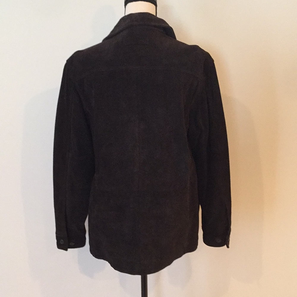 Dark Brown Leather Button Front Jacket - image 2